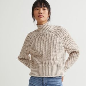H&M Chunky Knit Beige Pullover Sweater Small